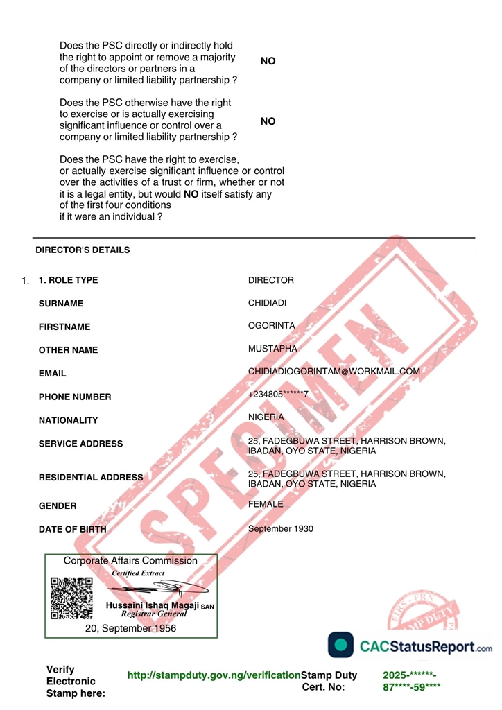 CAC Status report sample 3