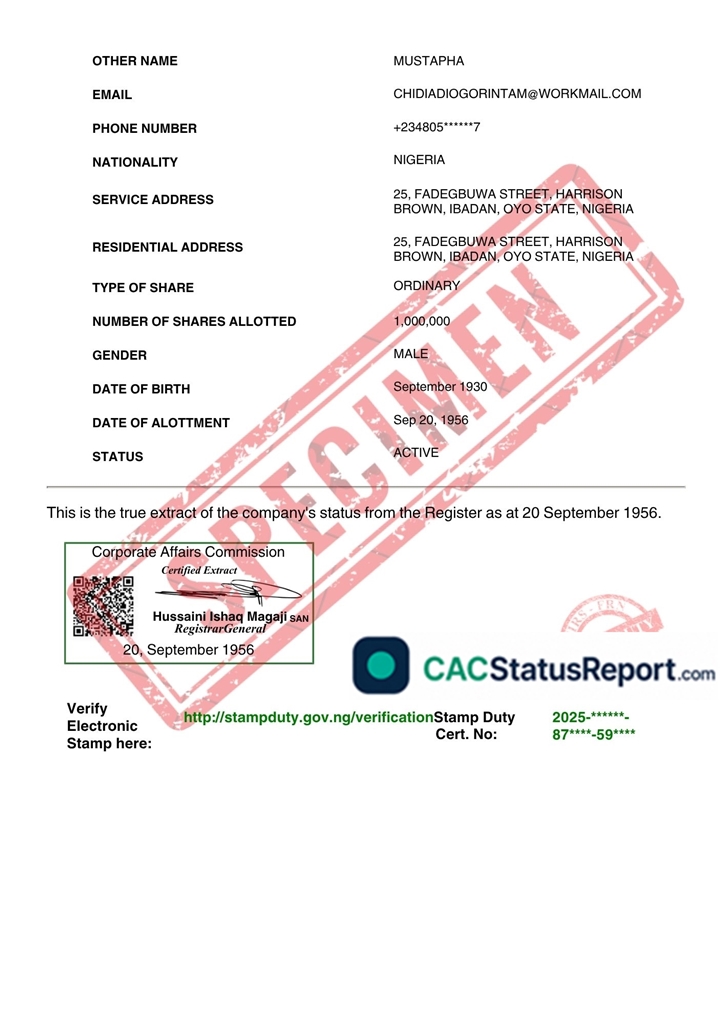 CAC Status report sample 5