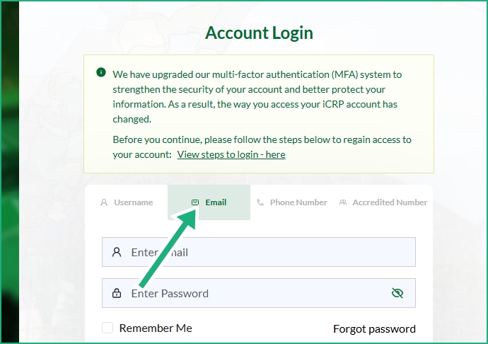 CAC account log in with email